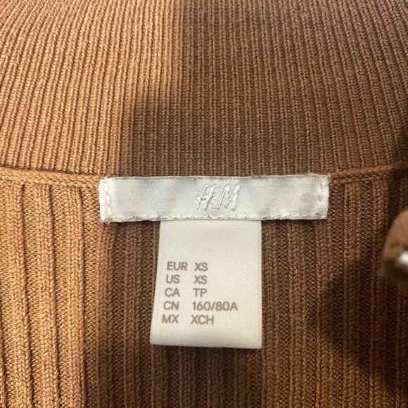 H&M Dusty Rose Ribbed Long Sleeve Half Zip Pullover Knit Sweater Women Sz XS - Picture 4 of 7